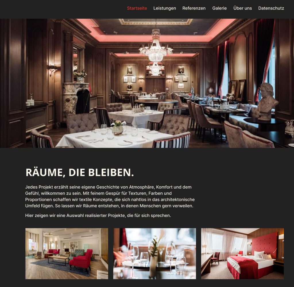Screenshot Webseiten-Redesign für Asgard Design - Neugestaltung von Layout, Texten und Bildauswahl in WordPress